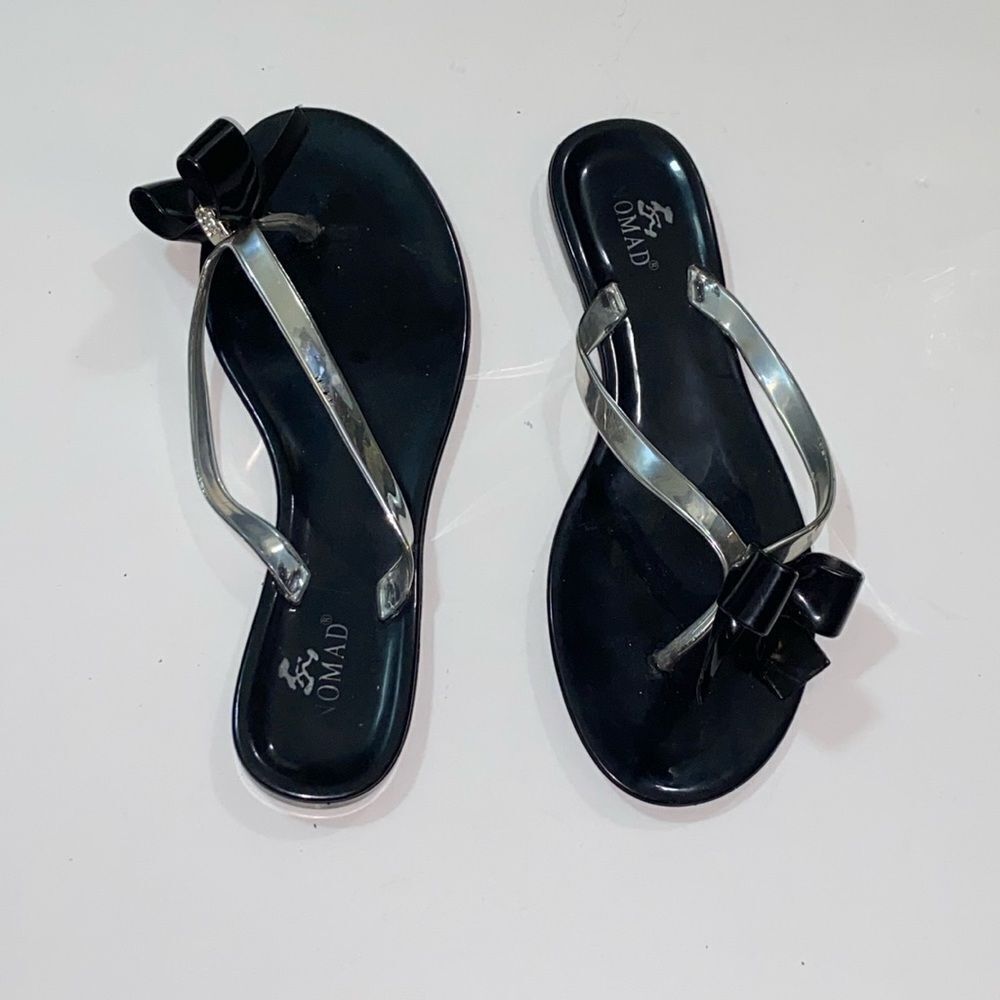 NOMAD Black and Silver Sandals with Elegant Design Size 38/39